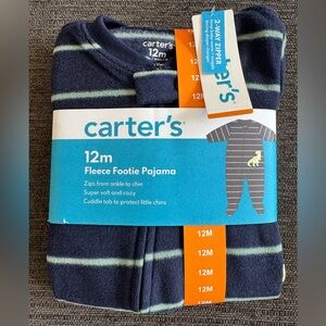 Carter's Dinosaur Fleece Long Sleeve Footie Pajama One Piece 12M Cozy Soft Zip